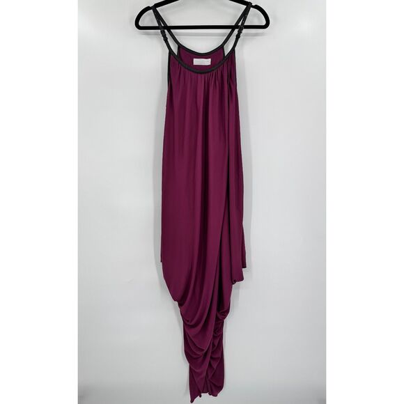HOUSE OF BOREL Maroon Leather Strap Halter Top Drape Harem Dress One Size - Picture 1 of 8